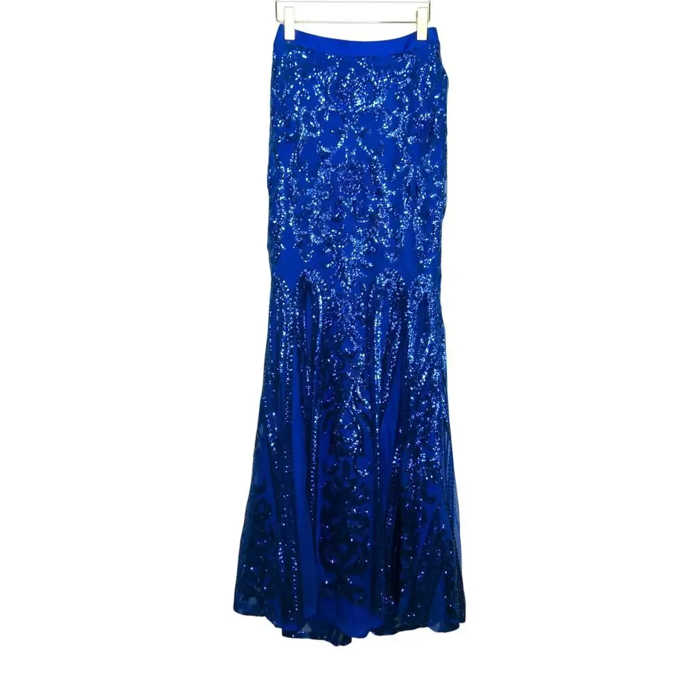 Madison James Royal Blue Sequin 2 Piece Dress Set Size 4 Small Prom Formal